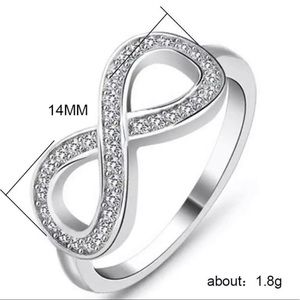 Infinity 925 Silver Wedding White Sapphire Ring
